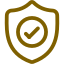 a yellow icon which has a tick inside of a shield